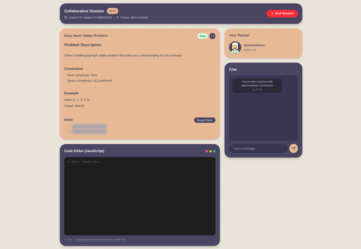 PeerPrep mockup