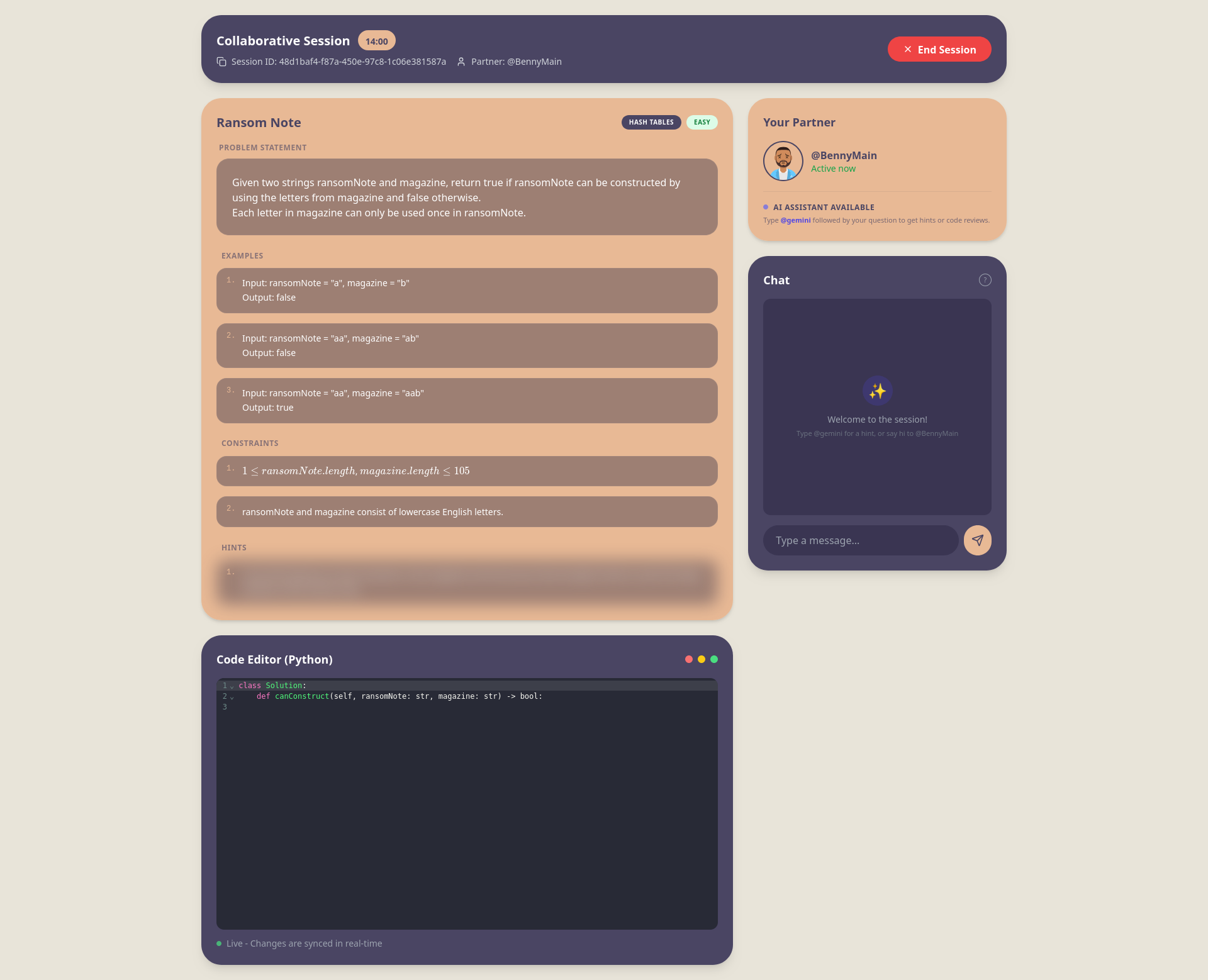 PeerPrep implemented UI